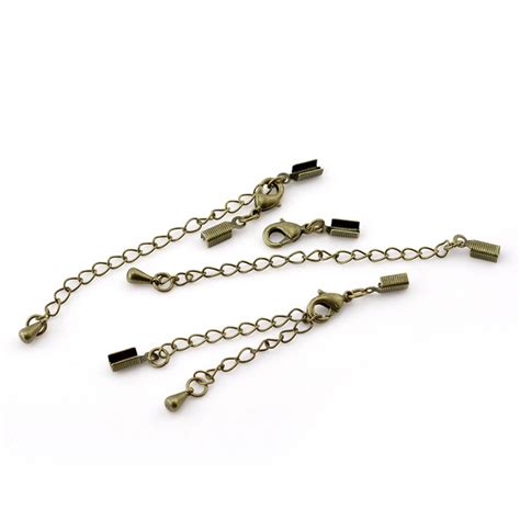 2xjewelry Accessories 20 Sets Fasteners And Bronze Extension Chain For