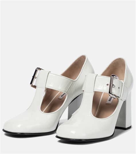 Patent Leather Mary Jane Pumps In White Miu Miu Mytheresa