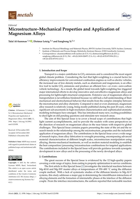 PDF MicrostructureMechanical Properties And Application Of Magnesium