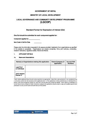 EoI Application Format Doc Lgcdp Gov Fill And Sign Printable