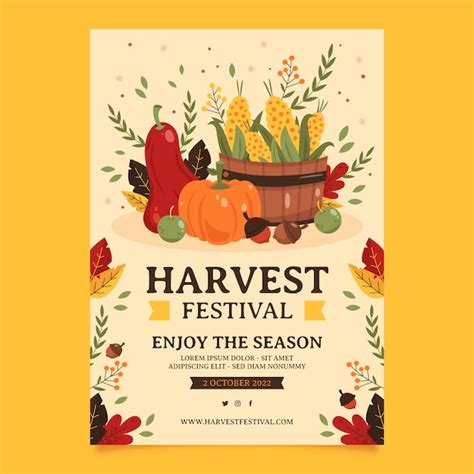 Free Vector | Flat harvest festival celebration vertical flyer template