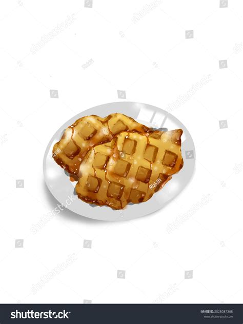 Honey Croissant Waffle Croffle Isolated Stock Illustration