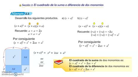 El Cuadrado De La Suma O Diferencia De Dos Monomios YouTube