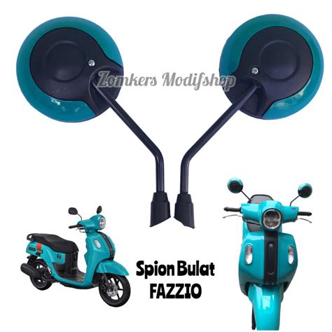 Sepasang Spion Bulat Retro Clasic Yamaha Fazzio Terbaru Tangkai Pendek