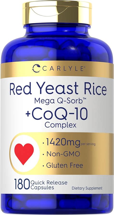 Coq10 With Red Yeast Rice 1420mg 180 Capsules Carlyle Nutritionals