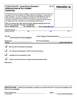 Fillable Online Isu Verification Of W Forms Fax Email Print Pdffiller