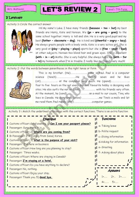 Lets Review Esl Worksheet By Saaidiyasmine