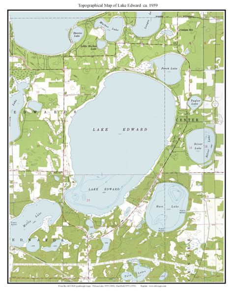 Lake Edward 1959 Old Map Topo Custom Composite USGS Reprint - Etsy