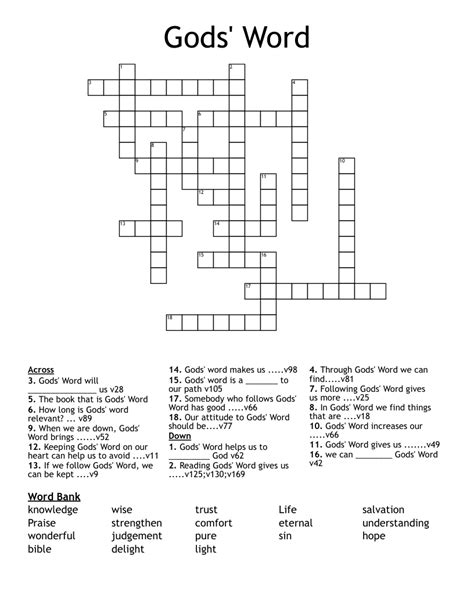 Gods Word Crossword Wordmint