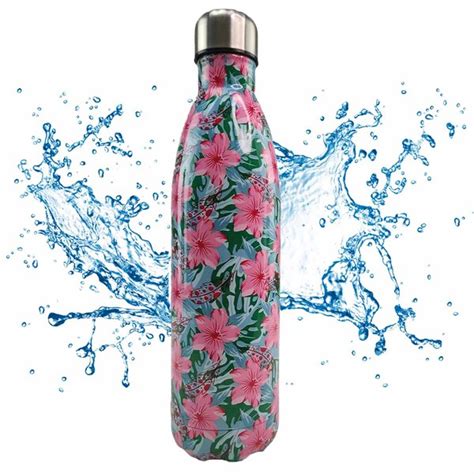 Garrafa Termica Estampada Flores Ml Inox Agua Cha Cafe Bebida