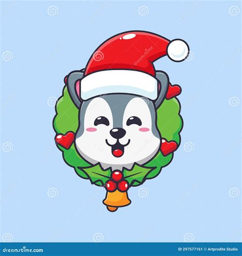 Cute Wolf In Christmas Day Cute Christmas Cartoon Character