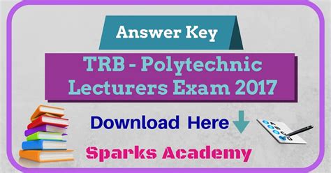 Sparks Academy Chennai Trb Answer Key For Trb Polytechnic Lecturer