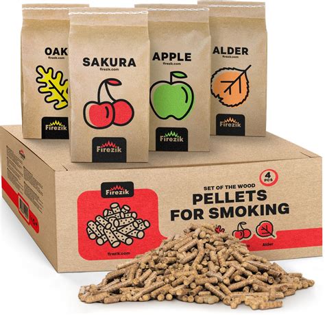 Wood Smoking Pellet Set Of 4 Packs Cherry Apple Oak