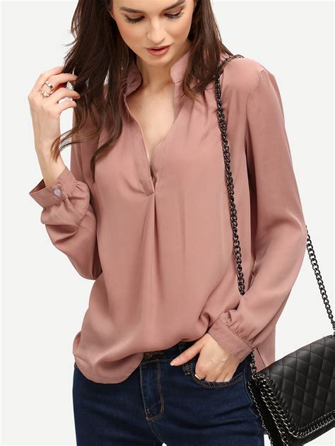 Blusa Manga Larga Suelta Rosa Spanish SheIn Sheinside