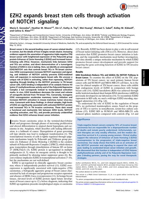 PDF EZH2 Expands Breast Stem Cells Through Activation Of NOTCH1 Signaling