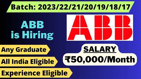 ABB Recruitment 2023 Salary 50 000 Month Freshers Any Graduate