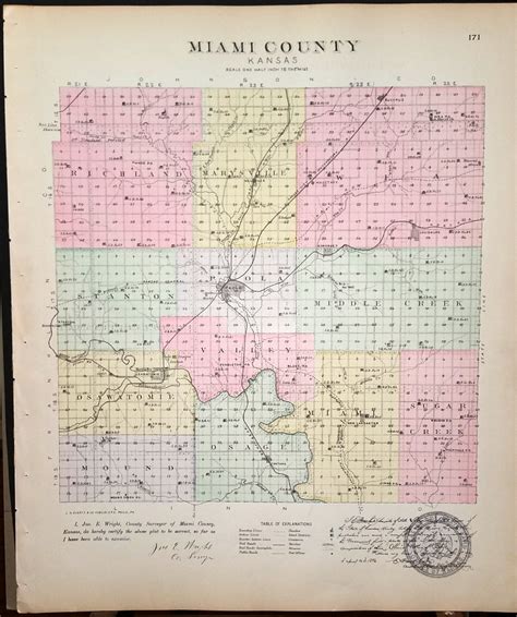 Map Miami County Kansas Backed With City Of Paola Miami Co