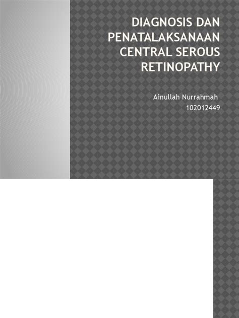 PDF Diagnosis Dan Penatalaksanaan Central Serous Retinopathy