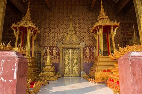 Beautiful Buddhist Buildings In Wat Sensoukaram Of Luang Prabang Laos