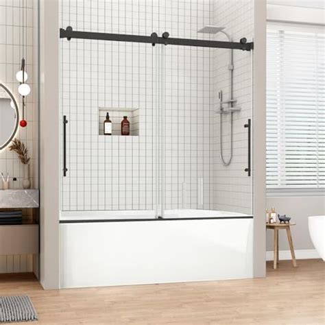 Sunrosa Frameless Tub Shower Door 60 W X 60 H Shower Door Clear