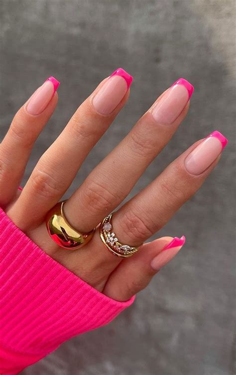 French Manicure With Color Line Pretty In Pink French Mani Pink