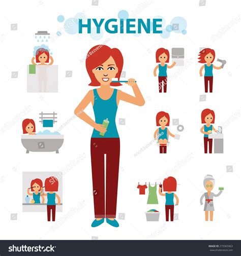 Hygiene Infographic Elements Woman Busy Cleanliness Stock Vector