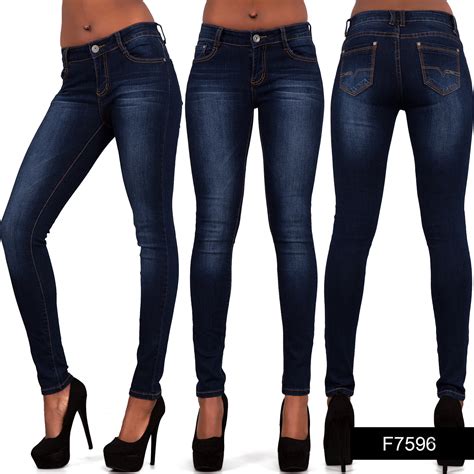 Womens Ladies Sexy High Waist Skinny Jeans Blue Stretch Denim Size 6 16