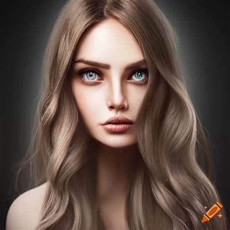 Woman With Long Wavy Ash Brown Hair Grey Eyes Fair Skin And Straight Nose On Craiyon