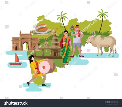 Maharashtra Culture Map Vector Illustration Stock Vector (Royalty Free ...