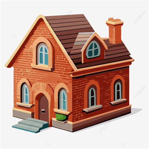 Brick House Sticker Clipart Cartoon Brick House Vector Illustration