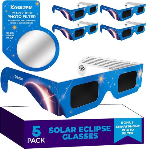 Kesseph Gafas De Eclipse Solar Aprobadas Por La Nasa 2024 Paquete De 5