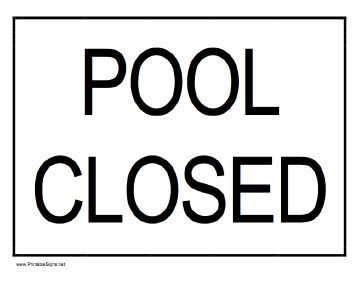 Printable Pool Closed Sign