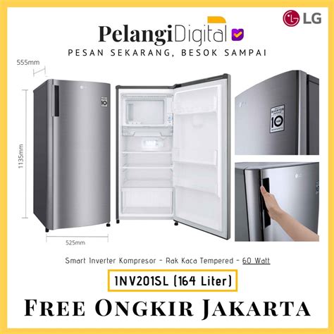 Jual LG GN INV201SL Kulkas 1 Pintu Satu Pintu Smart Inverter 164