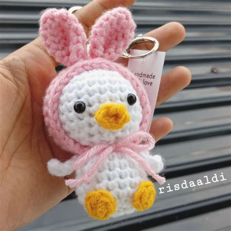 Jual Ready Stock Gantungan Kunci Amigurumi Keychain Bebek Duck Milk Cotton Shopee Indonesia