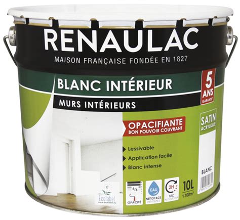 Peinture Blanche Satin Pour Murs Et Plafonds L Renaulac Brico D P T