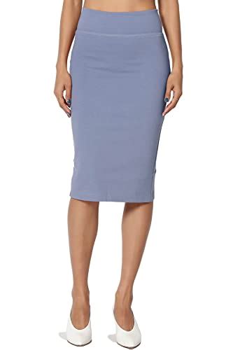 Themogan 4 Way Stretch Curvy Ponte High Waist Knee Length Midi Pencil Skirt