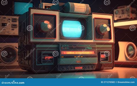 Cassette Futurism Console Game Digital Art Illustration Generative Ai Stock Illustration