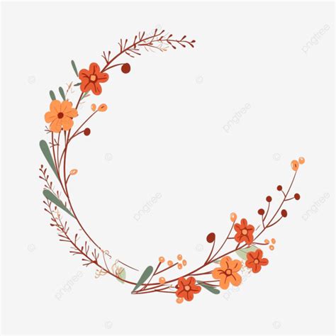 Bordered Floral Wreath In Flat Style Floral Border Flower PNG