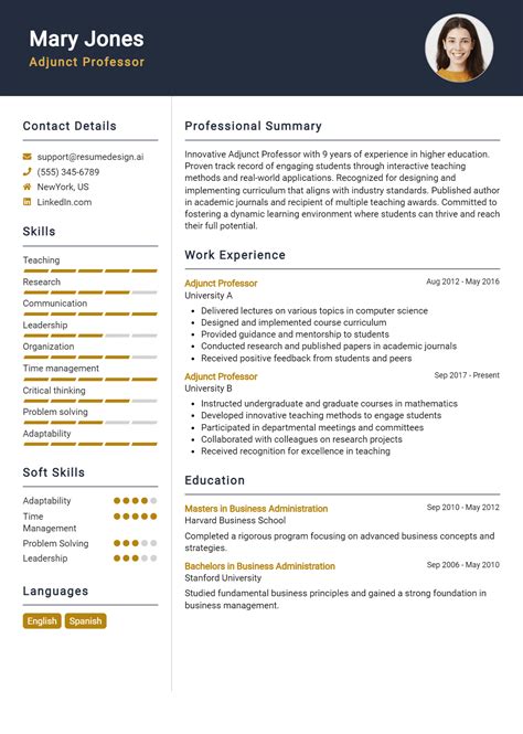 15 Adjunct Professor Resume Examples And Templates For 2024