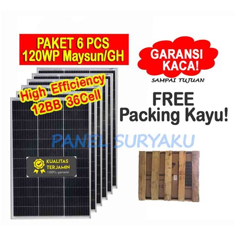 Jual Paket 6pcs Solar Cell Panel Surya 120wp Mono Free Packing Kayu