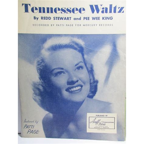 Tennessee Waltz By Patti Page Sheet Music Key Of C Acuff Rose Pub