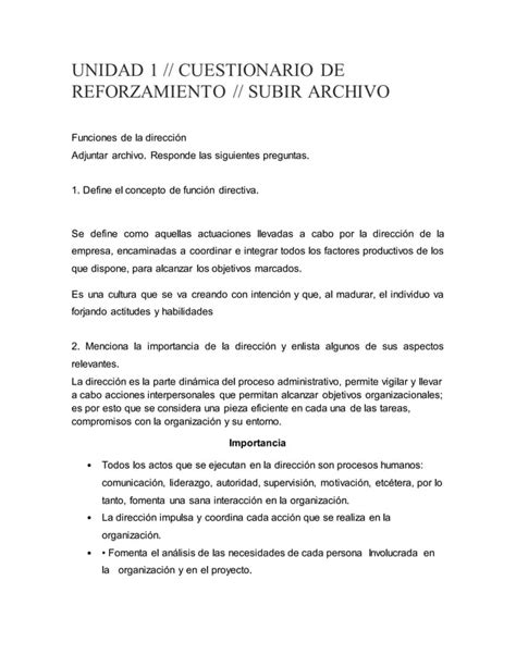 Unidad Cuestionario De Reforzamiento Docx