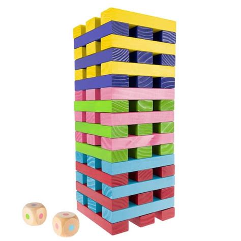 Hey Play Nontraditional Giant Wooden Rainbow Blocks Tower Stacking