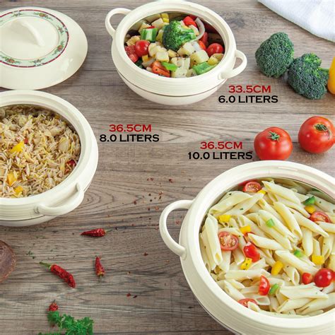 Mua Asian Ambiente Large Food Warmer Hot Pot Set Of Insulated Casseroles And Litre trên