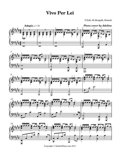 Andrea Bocelli Vivo Per Lei By Adelina Piano Sheet Music