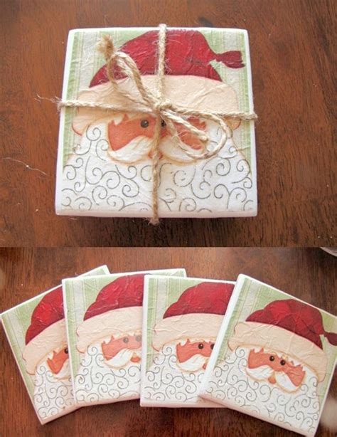 Santa Gift Coasters With Mod Podge Mod Podge Rocks Christmas Crafts