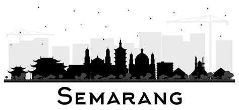 Semarang Indonesia City Skyline Silhouette With Black Buildings