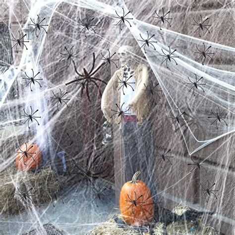 Buy 1100 Sqft Spider Webs Halloween Decorations With 60 Spiders Fake