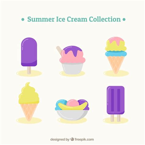 Pack De Helados En Verano Vector Gratis