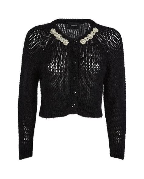 Simone Rocha Wool Blend Embellished Cropped Cardigan In Black Lyst